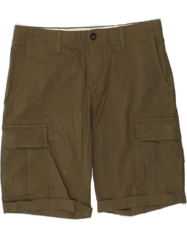 TIMBERLAND Mens Relaxed Fit Cargo Shorts W30 Medium Khaki Cotton