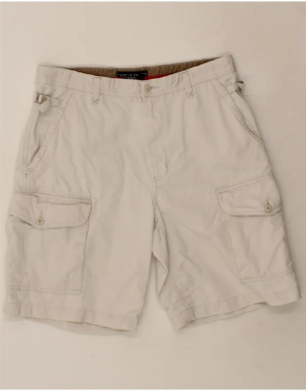 TOMMY HILFIGER Mens Cargo Shorts W32 Medium Off White Cotton