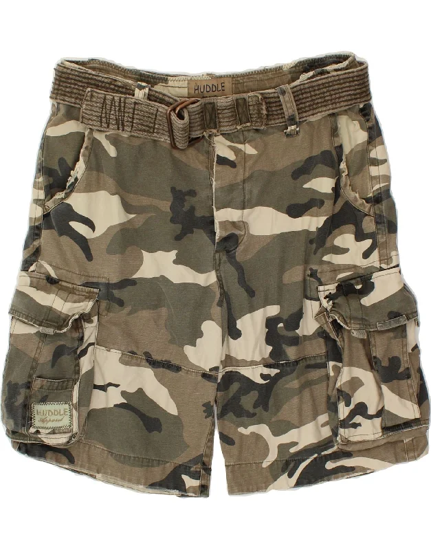 VINTAGE Mens Cargo Shorts W34 Large  Khaki Camouflage Cotton