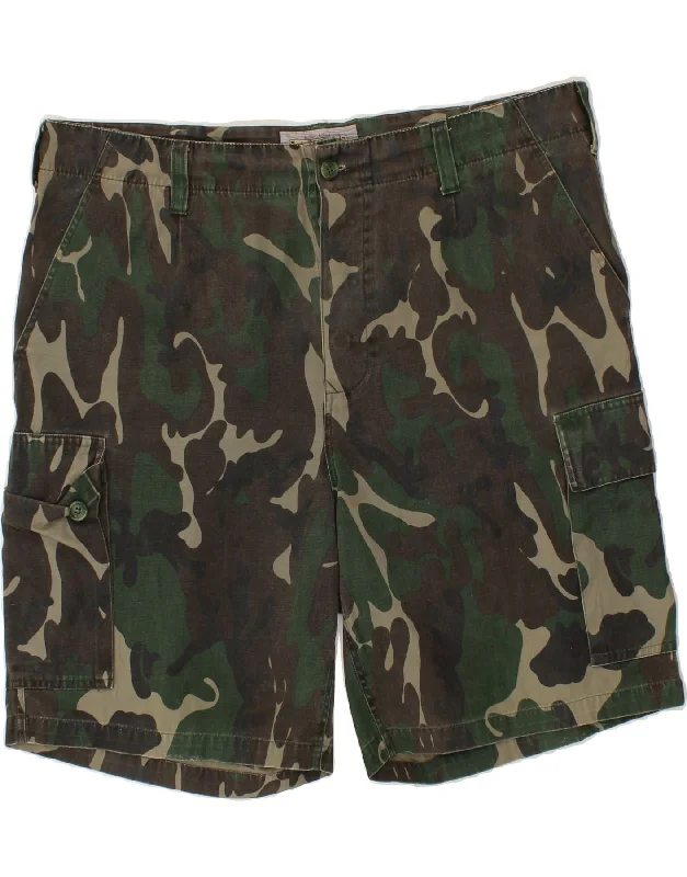 VINTAGE Mens Cargo Shorts W40 XL  Green Camouflage