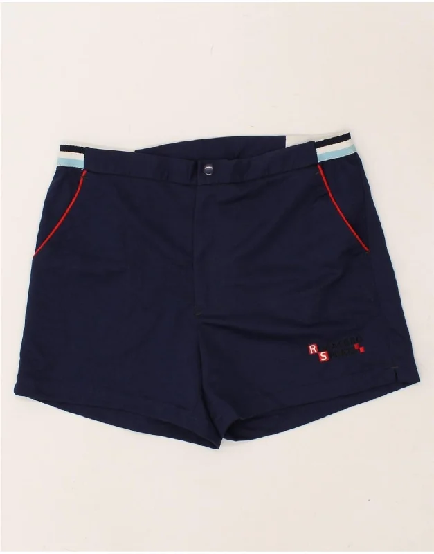 VINTAGE Mens Chino Shorts W34 Large Navy Blue Polyester