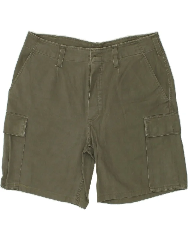 VINTAGE Mens High Waist Cargo Shorts 2XL W36 Khaki Cotton