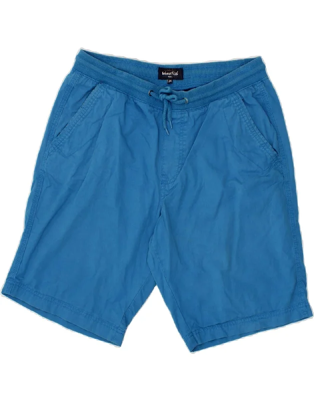 WEIRD FISH Mens Casual Shorts W34 Large Blue Cotton